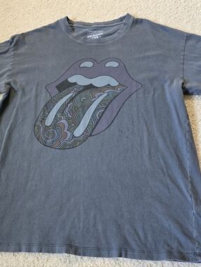 American Eagle Rolling Stomes Graphic Tongue Tee - Slate Blue Super Oversized S